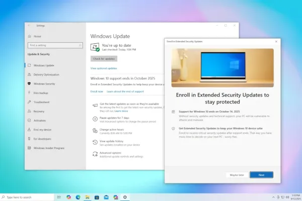 Microsoft Unveils ESU Plan for Windows 10 Users Post-2025